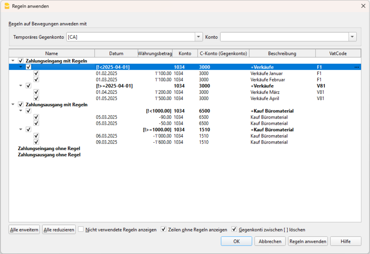 Dialog Regeln anwenden