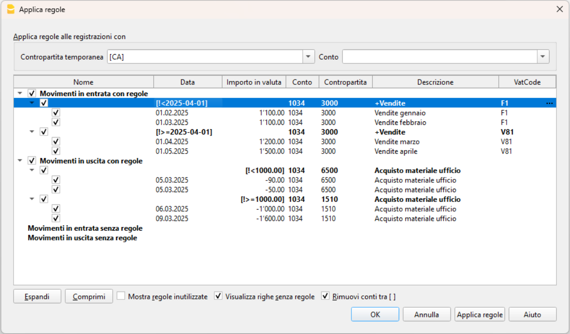 Dialogo applica regole